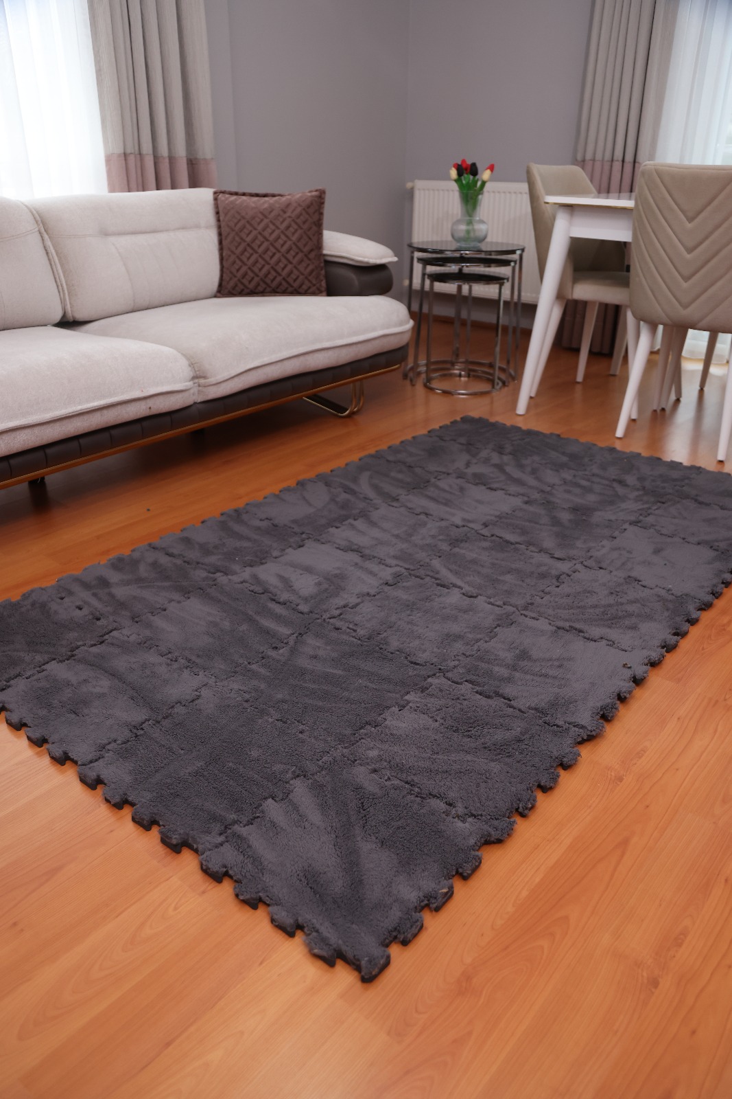 Antrasit Yapboz Halı 1 metre kare (31x31 cm ebatından 10 adet ürün gönderilir)