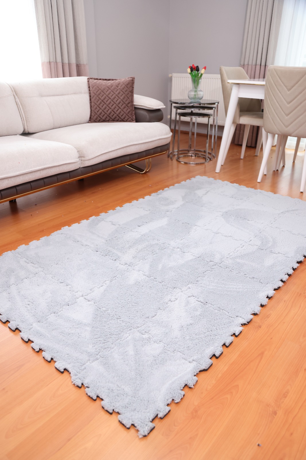 Gri Yapboz Halı 1 metre kare (31x31 cm ebatından 10 adet ürün gönderilir)